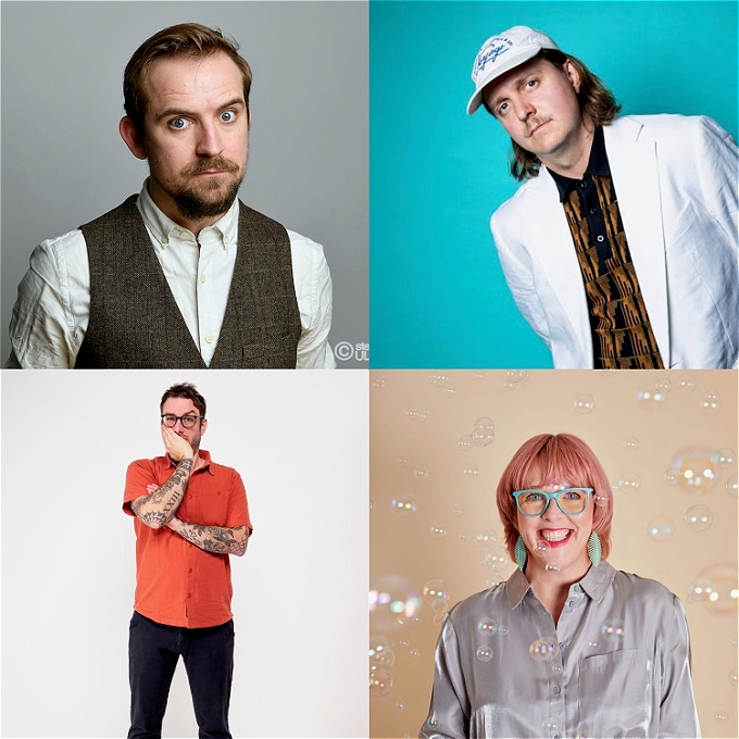 Photos of the 4 comedians who will be at the show