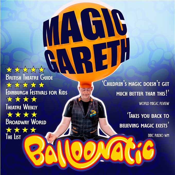 Magician, Magic Gareth, has a massive balloon stuck on his head!
