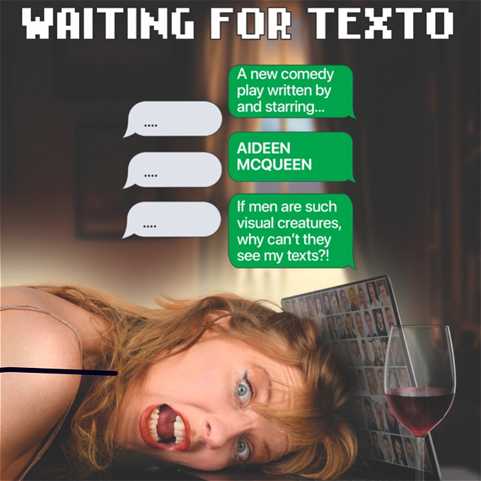 Female comedian screaming as she lies ona computer