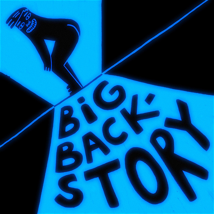 Caucasian Male with light brown hair stares wearily into distance holding a microphone in his left hand up to his mouth. His right leg is lifted up into the air as his left arm splayes open towards the viewer.