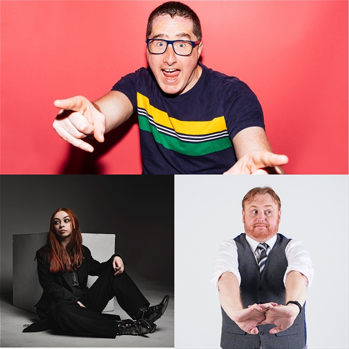 Three comedians posing