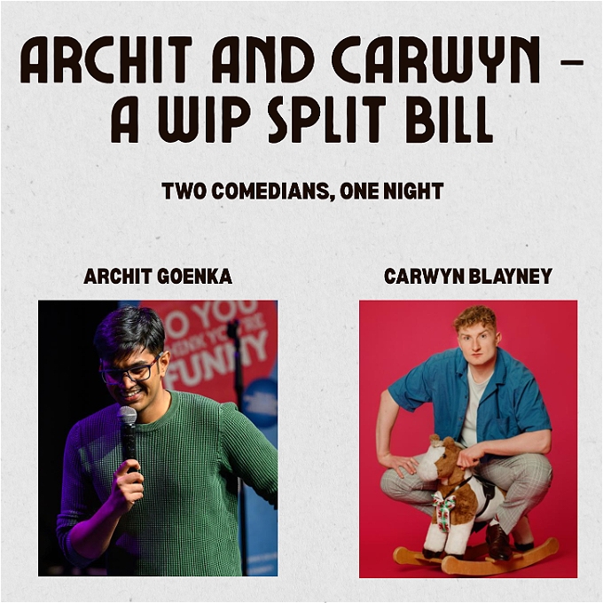 2 comedians with a heading that says 