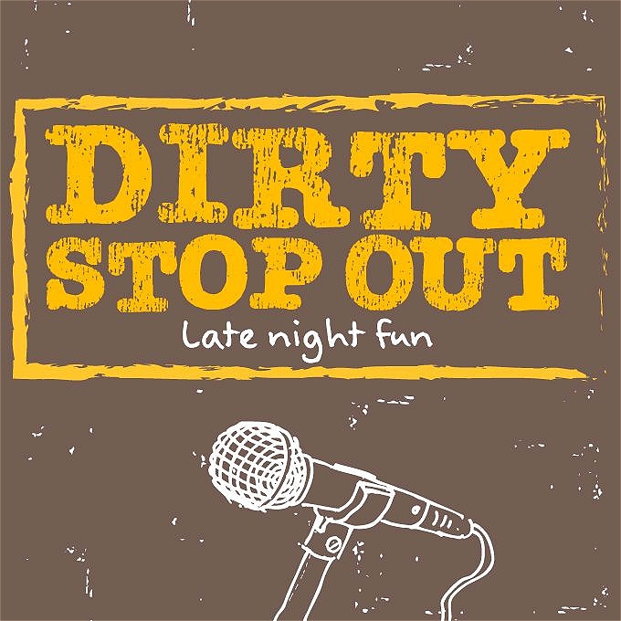 Microphone showing the the text - Dirty Stop Out