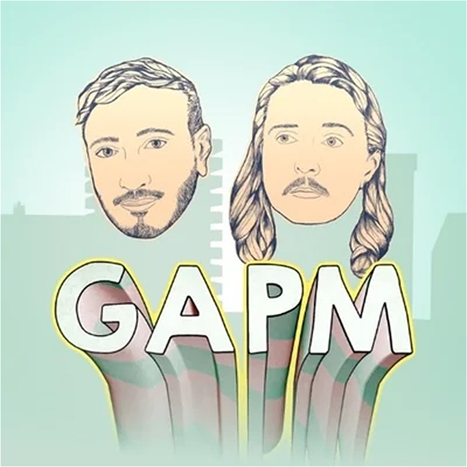 stylished cartoon depictions of Bilal Zafar and Joey Page above the initials GAPM