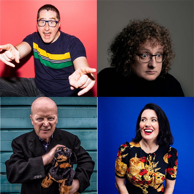 4 comedians, 3 men and one woman