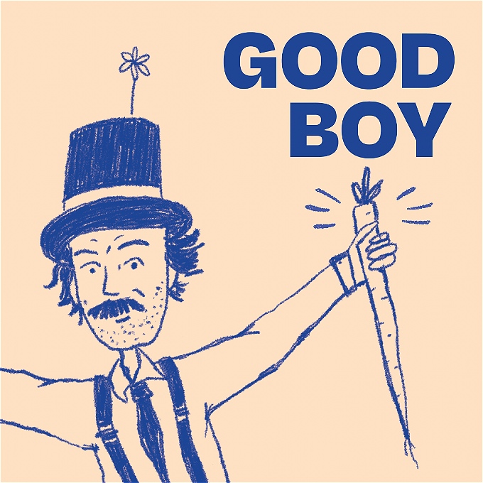 Illustration of a moustachioed man in a top hat proudly brandishing a carrot