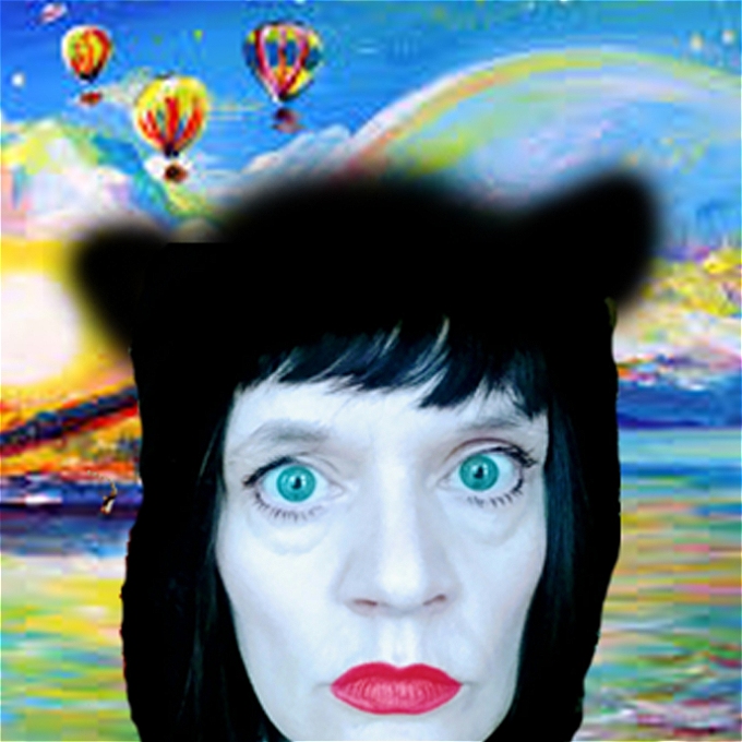 female comeian dressed up as various ridiculous characters