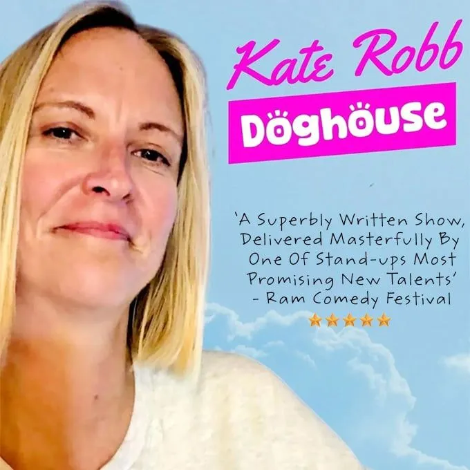Female comedian with blonde hair smiling with the quote A superbly written show, delivered masterfully by one of stand-ups most promising new talents, Ram Comedy Festival